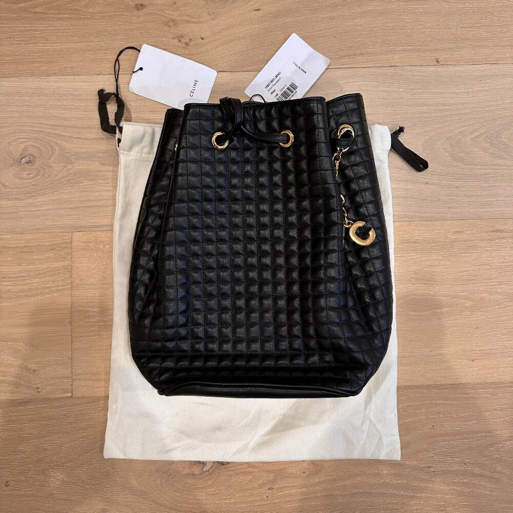 Celine C Charm Quilted Leather Backpack